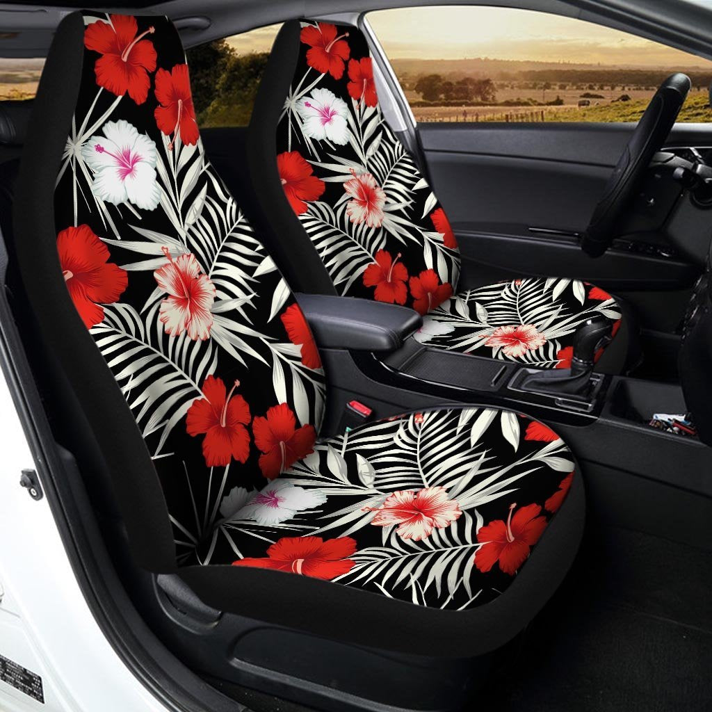 Red And White Hibiscus Flowers Hawaiian Print Car Seat Covers-grizzshop