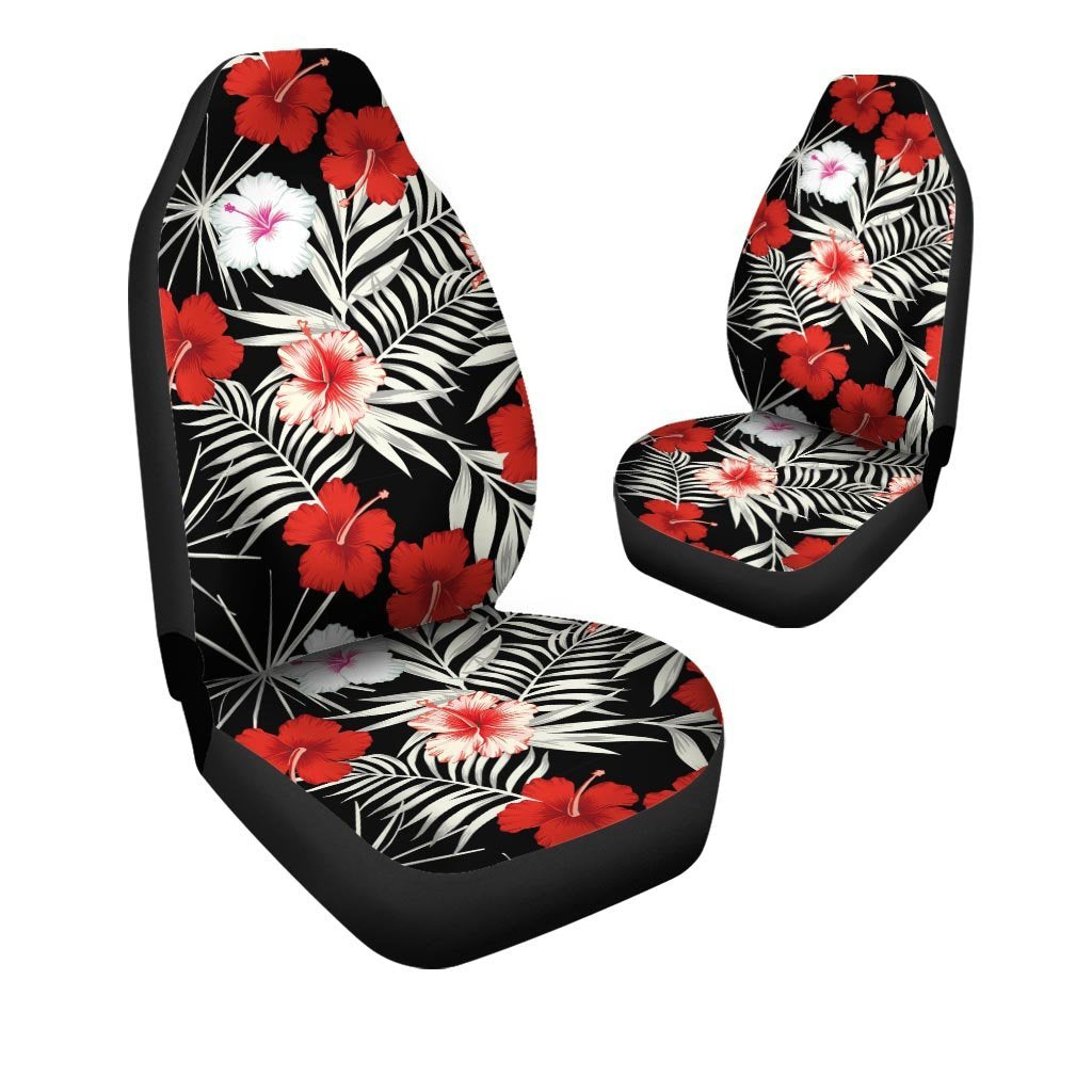 Red And White Hibiscus Flowers Hawaiian Print Car Seat Covers-grizzshop