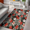 Red And White Hibiscus Flowers Hawaiian Print Floor Mat-grizzshop