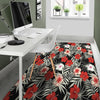 Red And White Hibiscus Flowers Hawaiian Print Floor Mat-grizzshop