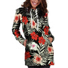 Red And White Hibiscus Flowers Hawaiian Print Hoodie Dress-grizzshop