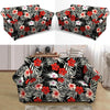 Red And White Hibiscus Flowers Hawaiian Print Loveseat Cover-grizzshop