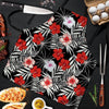 Red And White Hibiscus Flowers Hawaiian Print Men's Apron-grizzshop