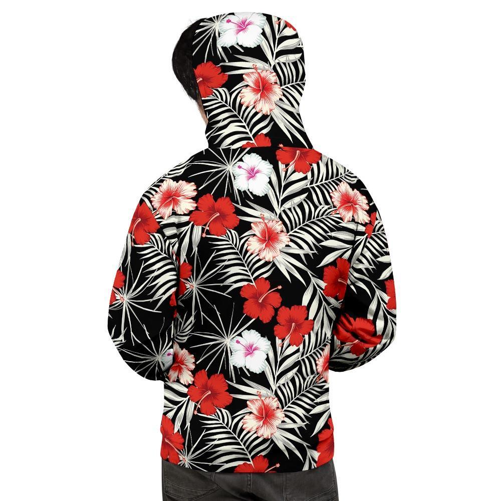 Red And White Hibiscus Flowers Hawaiian Print Men's Hoodie-grizzshop