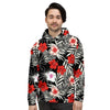 Red And White Hibiscus Flowers Hawaiian Print Men's Hoodie-grizzshop