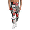 Red And White Hibiscus Flowers Hawaiian Print Men's Leggings-grizzshop