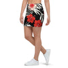 Red And White Hibiscus Flowers Hawaiian Print Mini Skirt-grizzshop