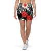 Red And White Hibiscus Flowers Hawaiian Print Mini Skirt-grizzshop