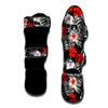 Red And White Hibiscus Flowers Hawaiian Print Muay Thai Shin Guard-grizzshop