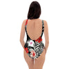 Red And White Hibiscus Flowers Hawaiian Print One Piece Swimsuite-grizzshop