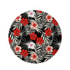 Red And White Hibiscus Flowers Hawaiian Print Round Rug-grizzshop