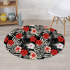 Red And White Hibiscus Flowers Hawaiian Print Round Rug-grizzshop