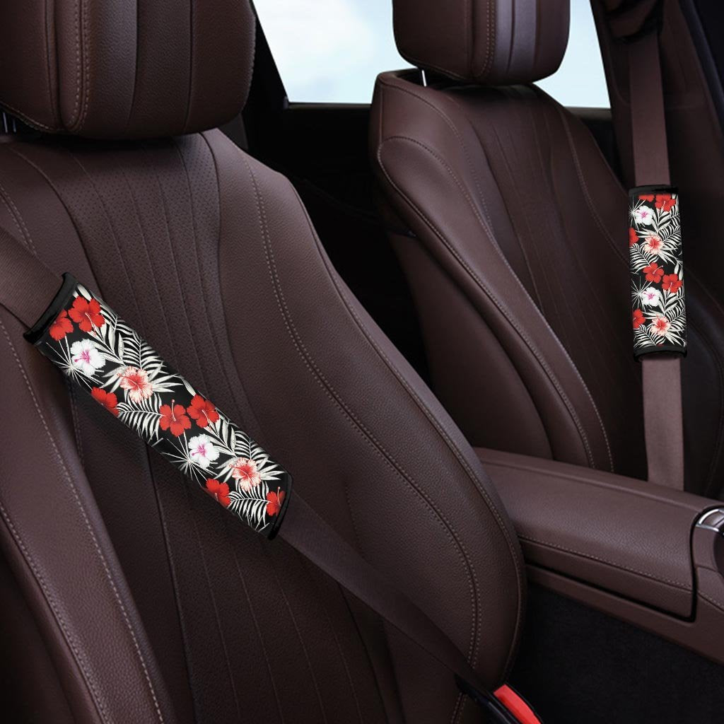 Red And White Hibiscus Flowers Hawaiian Print Seat Belt Cover-grizzshop