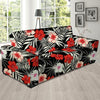 Red And White Hibiscus Flowers Hawaiian Print Sofa Cover-grizzshop