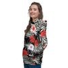 Red And White Hibiscus Flowers Hawaiian Print Women's Hoodie-grizzshop