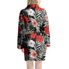 Red And White Hibiscus Flowers Hawaiian Print Women's Robe-grizzshop