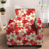 Red And White Hibiscus Hawaiian Print Armchair Cover-grizzshop