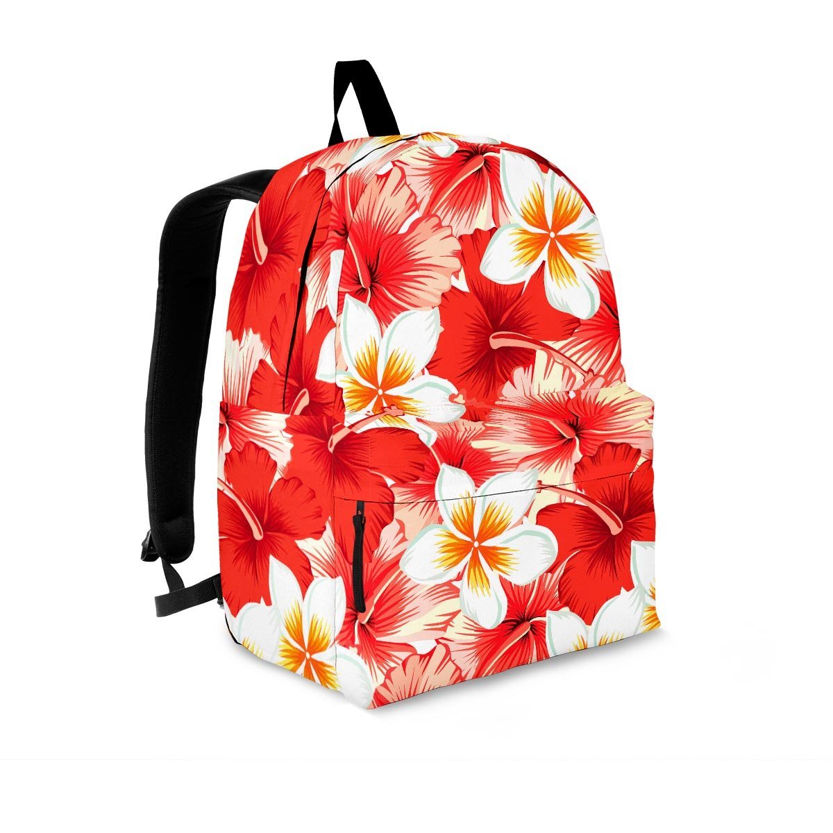 Red And White Hibiscus Hawaiian Print Backpack-grizzshop