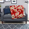 Red And White Hibiscus Hawaiian Print Blanket-grizzshop