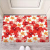 Red And White Hibiscus Hawaiian Print Door Mat-grizzshop