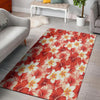 Red And White Hibiscus Hawaiian Print Floor Mat-grizzshop