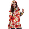 Red And White Hibiscus Hawaiian Print Hoodie Dress-grizzshop