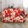 Red And White Hibiscus Hawaiian Print Loveseat Cover-grizzshop