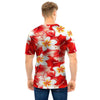 Red And White Hibiscus Hawaiian Print Men T Shirt-grizzshop