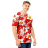 Red And White Hibiscus Hawaiian Print Men T Shirt-grizzshop