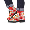 Red And White Hibiscus Hawaiian Print Men's Boots-grizzshop