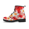 Red And White Hibiscus Hawaiian Print Men's Boots-grizzshop