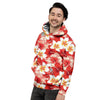 Red And White Hibiscus Hawaiian Print Men's Hoodie-grizzshop