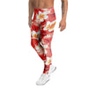 Red And White Hibiscus Hawaiian Print Men's Leggings-grizzshop