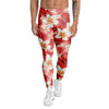 Red And White Hibiscus Hawaiian Print Men's Leggings-grizzshop