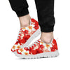 Red And White Hibiscus Hawaiian Print Men's Sneakers-grizzshop