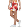 Red And White Hibiscus Hawaiian Print Mini Skirt-grizzshop