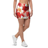 Red And White Hibiscus Hawaiian Print Mini Skirt-grizzshop