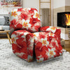 Red And White Hibiscus Hawaiian Print Recliner Cover-grizzshop