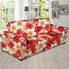 Red And White Hibiscus Hawaiian Print Sofa Cover-grizzshop