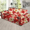 Red And White Hibiscus Hawaiian Print Sofa Cover-grizzshop