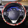 Red And White Hibiscus Hawaiian Print Steering Wheel Cover-grizzshop