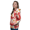 Red And White Hibiscus Hawaiian Print Women's Hoodie-grizzshop