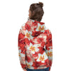 Red And White Hibiscus Hawaiian Print Women's Hoodie-grizzshop