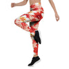 Red And White Hibiscus Hawaiian Print Women's Leggings-grizzshop