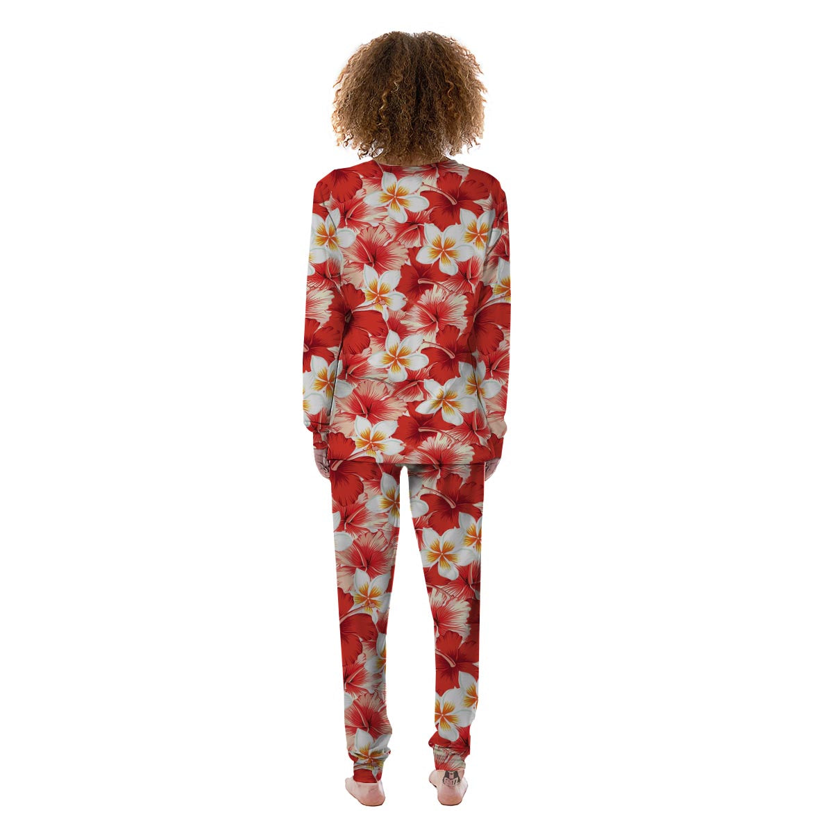 Red And White Hibiscus Hawaiian Print Women's Pajamas-grizzshop