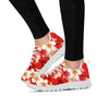 Red And White Hibiscus Hawaiian Print Women's Sneakers-grizzshop