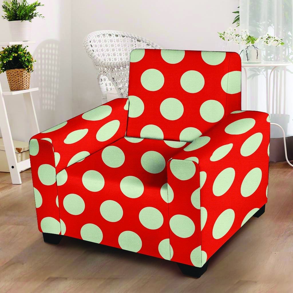 Red And White Polka Dot Armchair Cover-grizzshop