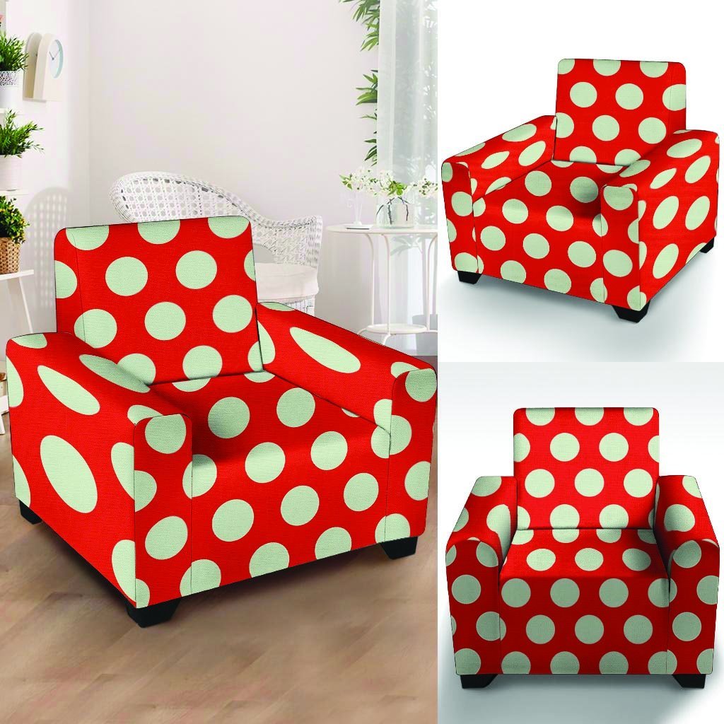 Red And White Polka Dot Armchair Cover-grizzshop