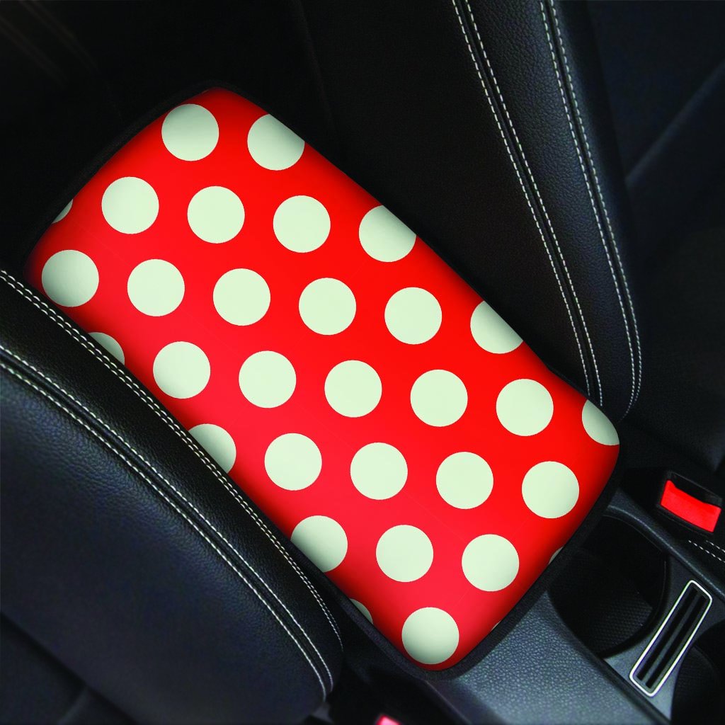 Red And White Polka Dot Car Console Cover-grizzshop