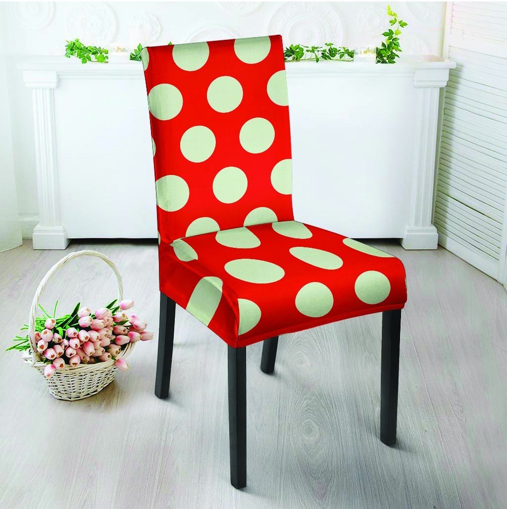 Red And White Polka Dot Chair Cover-grizzshop